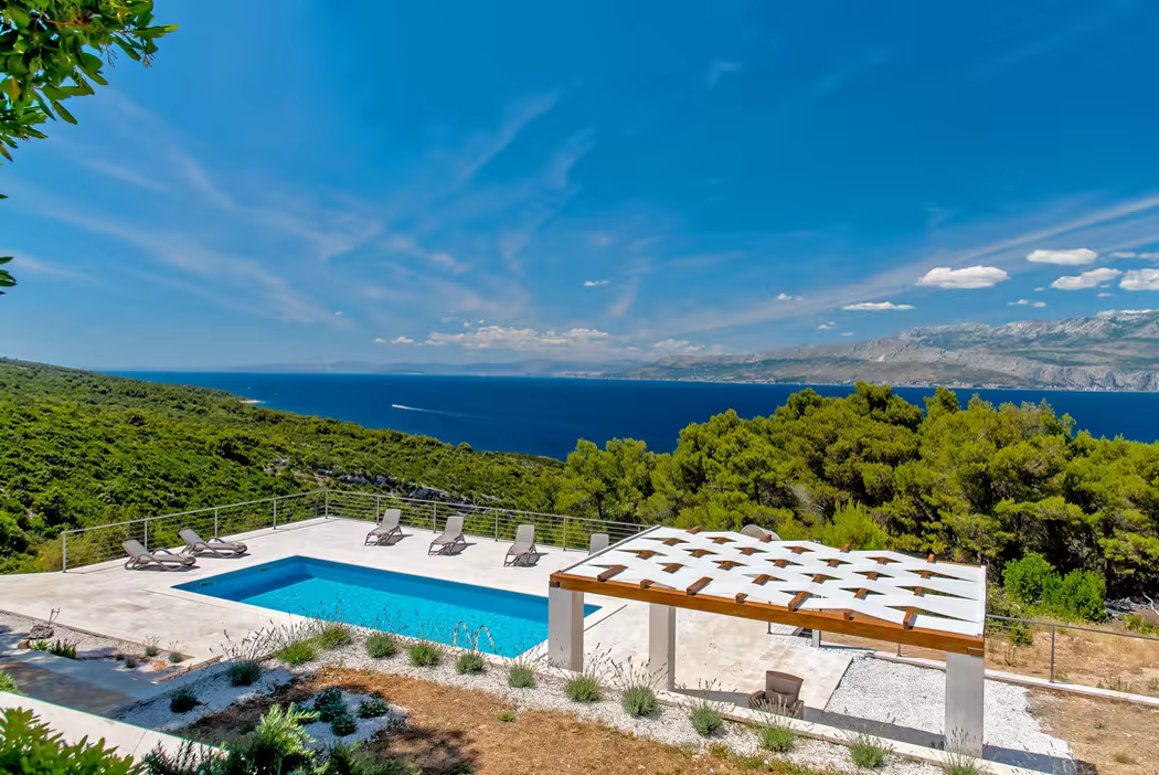 Villa pool overlooking the sea at Pučišća